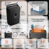 imageBonsaii 12Sheet Micro Cut Shredder P4 Security Level Shreds Paper CD Credit Card Mail Staple ampamp Clip  60 Min Continuous Use JamProof System 42 Gal Pullout BinCross cut  Black