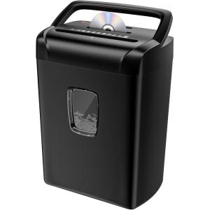 imageBonsaii 12Sheet Cross Cut Paper Shredder 55 Gal Home Office Heavy Duty Shredder for Paper Credit Card Mail Staples with Transparent Window High Security Level P4 C275A1 2 sheet 10Min CD