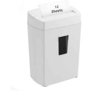 imageBonsaii 12Sheet Micro Cut Shredder P4 Security Level Shreds Paper CD Credit Card Mail Staple ampamp Clip  60 Min Continuous Use JamProof System 42 Gal Pullout BinCross cut  White