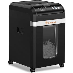 imageBonsaii 200Sheet Auto Feed Paper Shredder 60 Minutes Nonstop Heavy Duty Shredders 81 Gallon Large Bin Office Document Shredder MicroCutHigh Security P4 Commercial Grade Shredder C283A200Sheet Auto Feed