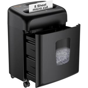 imageBonsaii 8 Sheet High Security Micro Cut Paper Shredder with 4 Gallon Pullout Basket Credit CardsMailStaplesClips Shredder for Home Office Use C206G8 Sheet