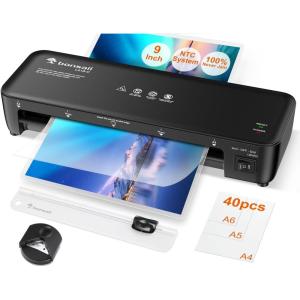 imageBonsaii Laminator 9 Inch 4 in1 Thermal Laminator Machine Never Jam Technology with 40 Laminting Sheets Paper Cutter Corner Rounder for Home Office School BusinessBlack  Set  40 Pouches