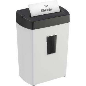 imageBonsaii 12 Sheet Micro Cut Paper Shredder  60Minute Continuous Run Time  Home Office Heavy Duty Shredder for CD Credit Card Mails Staple Clip JamProof System  42 Gal Pullout BinBlack and White