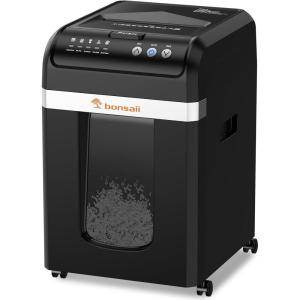 imageBonsaii 200Sheet Auto Feed Paper Shredder 60Min Nonstop Heavy Duty Shredders for Office 81Gal Bin P4 High Security Micro Cut Large Commercial Paper Shredder for Business C283ABlack